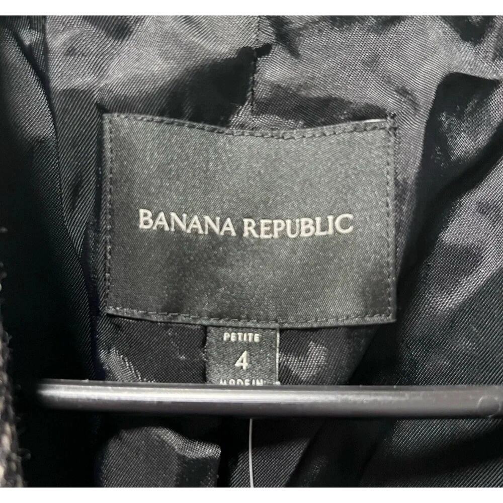 NWT Banana Republic size 4 Wyldee tweed blazer black & stone wool blend lined - Picture 4 of 8